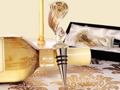 Murano Art Deco Elegant Gold Swirl Wine Stopper