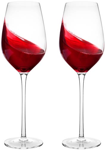 Bella Vino Hand Blown Long Stem Red Wine Glasses 