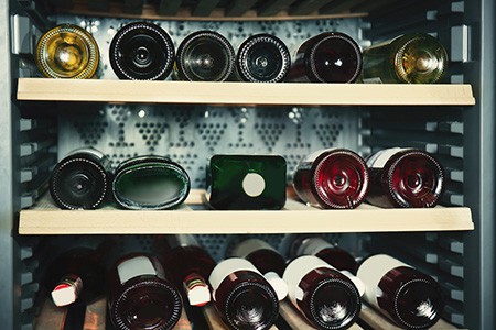 wine shelves in fridge