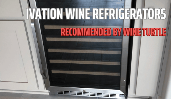 wine fridge installed between kitchen cabinets