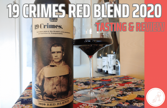 19 Crimes bottle and full wine glass