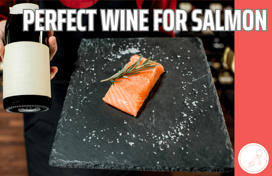salmon and wine bottle