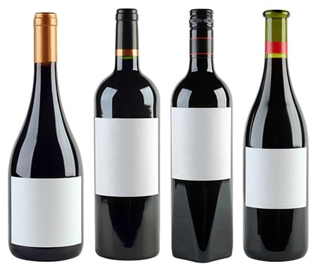 Blank red wine bottles