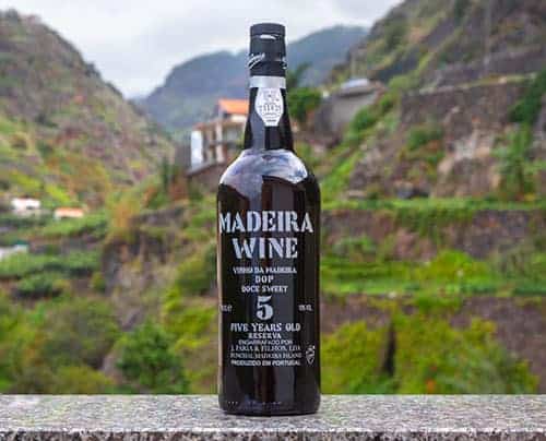 Madeira wine bottle on wall
