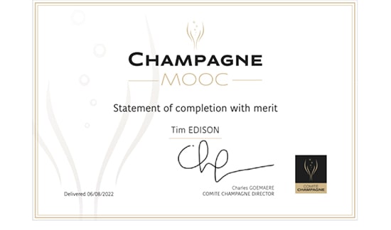 Champagne MOOC Certificate