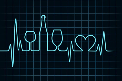 heartbeat with wine bottle outline