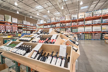Costco wine section in store