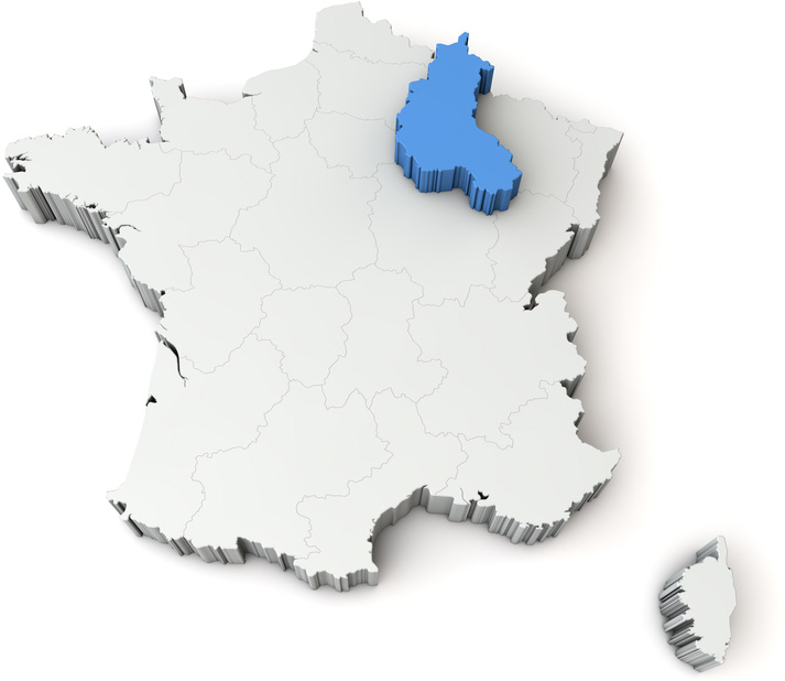 Map of France Highlighting Champagne Region