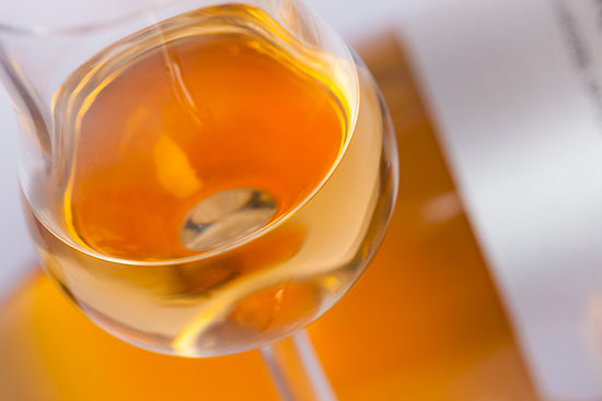 Orange wine in glass