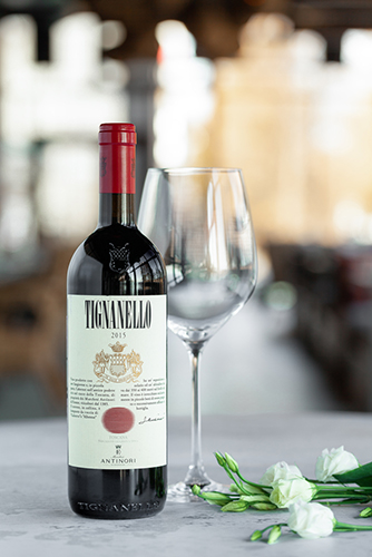 Tignanello wine and glass