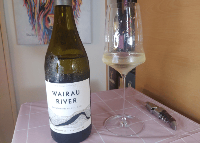 Wairau river wine bottle and wine glass