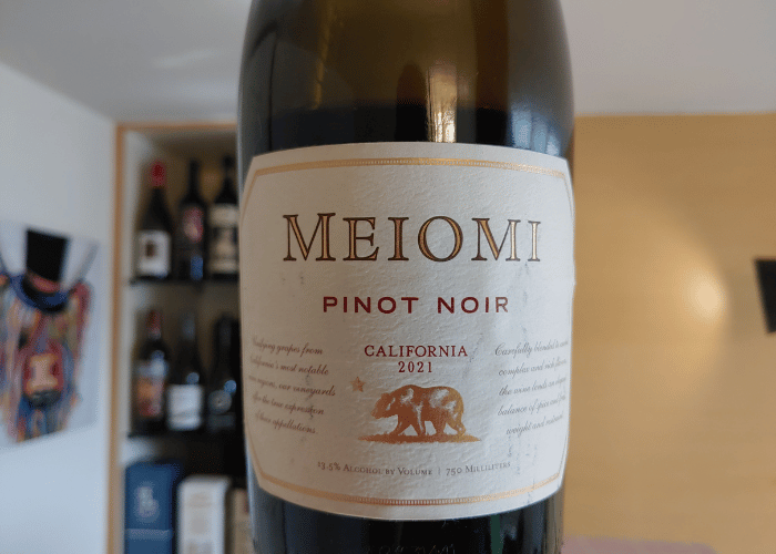 Meiomi Pinot Noir front label on bottle