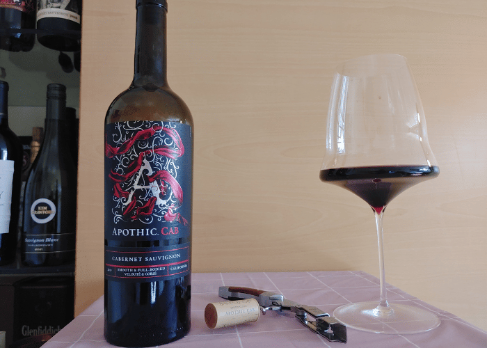 apothic cabernet sauvignon and glass and corkscrew