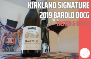 Kirkland Signature DOCG Barolo bottle and glass